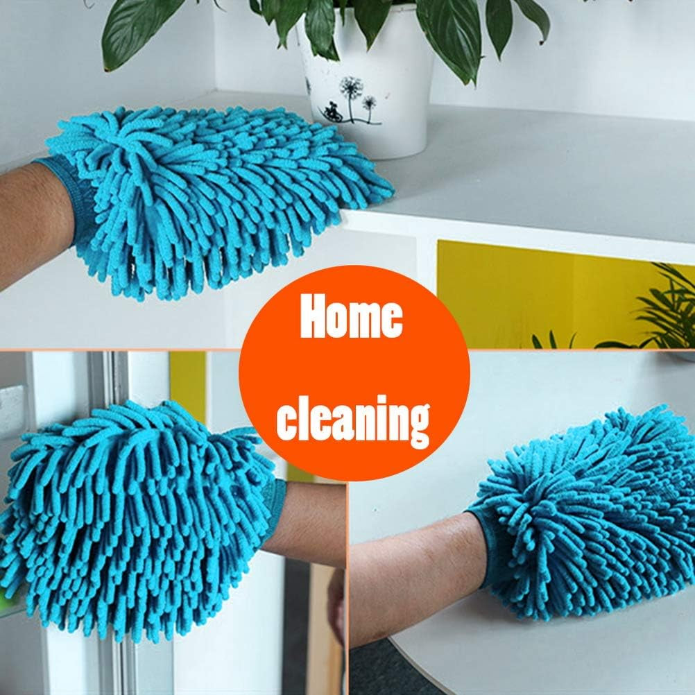 Microfiber Noodle Car Wash Mitts - Set of 4, Double-Sided, Super Absorbent Cleaning Gloves for Automotive and Household Use (Random Color)