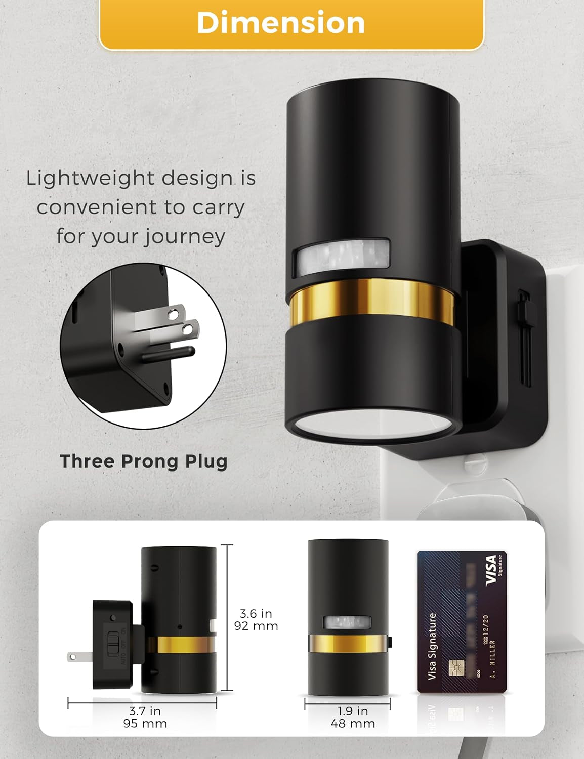 Motion Sensor Night Light Plug In, Amber, 2 Pack | Night Lights Plug into Wall with Adjustable Brightness, 1W Energy-Saving Nightlight for Bathroom Bedroom Kitchen Hallway