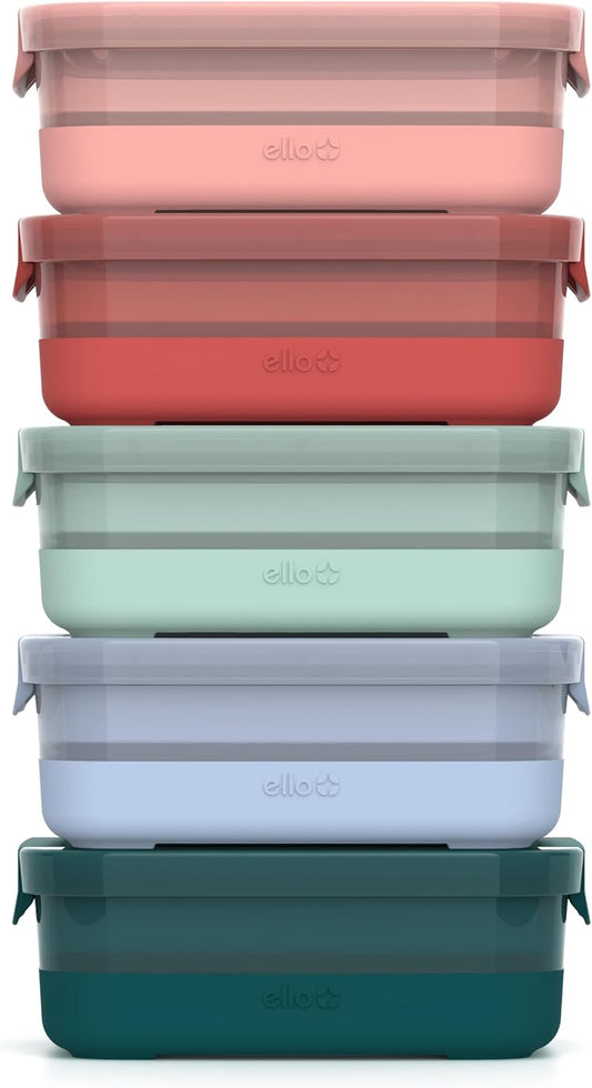 3.7 Cup Plastic Meal Prep Containers, 10 Pc, 5 Pack, Melon | Set of 5 Leakproof Bpa-Free Plastic Meal Prep Containers. Microwave & Dishwasher Safe. Ideal for Food Storage & Leftovers