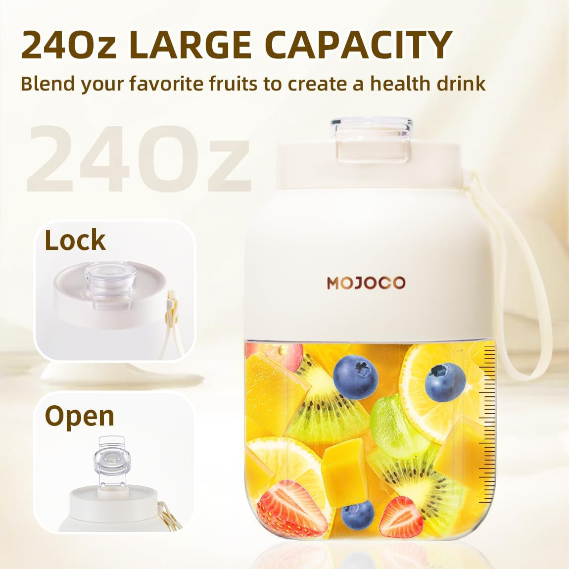 Portable Smoothie Blender - 24Oz Personal Blenders for Shakes and Smoothies - Cordless/Rechargeable Juice Blender with Stainless Steel Blade for Office, Gym, Camping, Travel