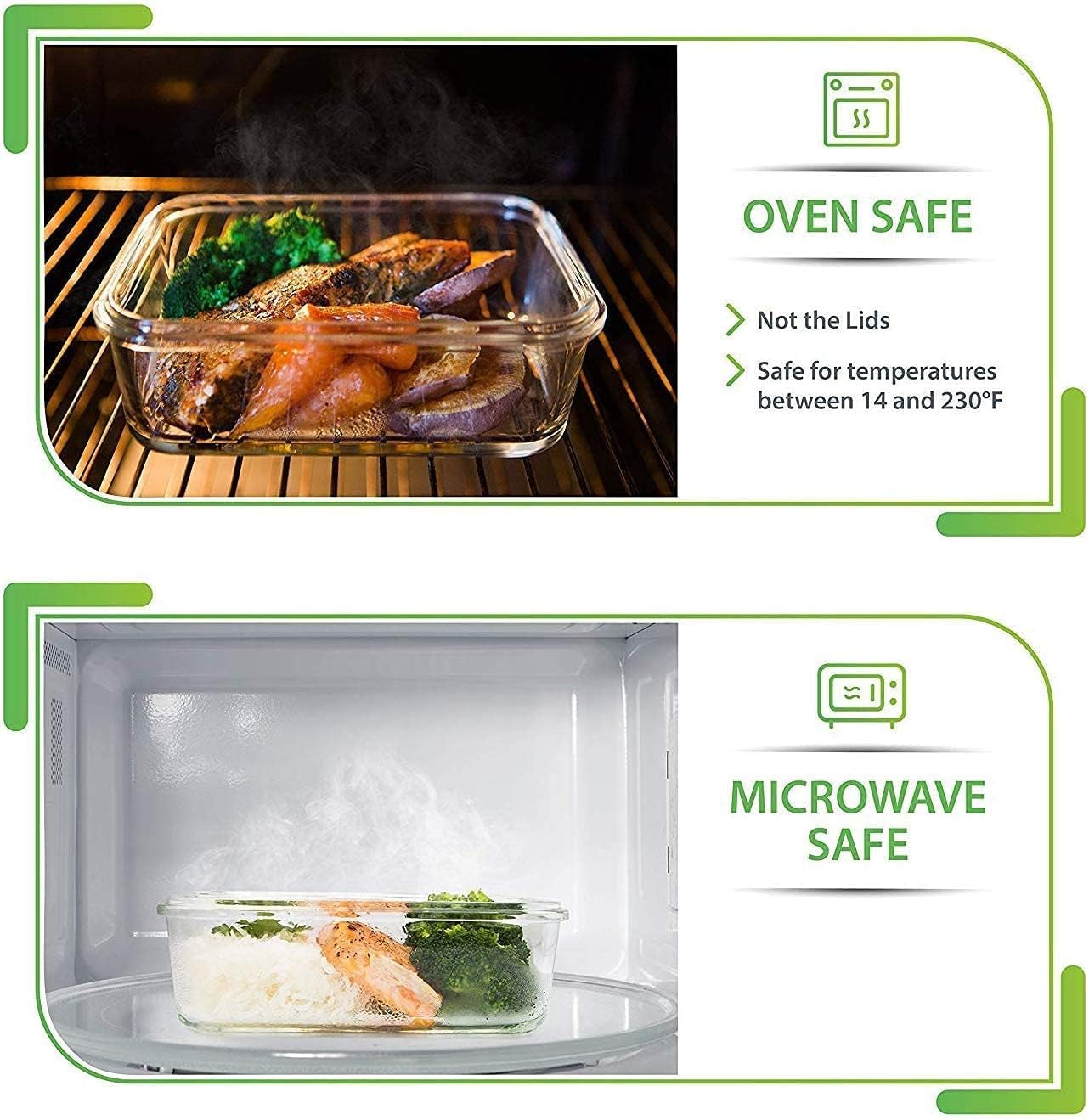 5-Pack Airtight Glass Meal Prep and Storage Containers with Lids - Reusable 880 Millilitres, Single Compartment