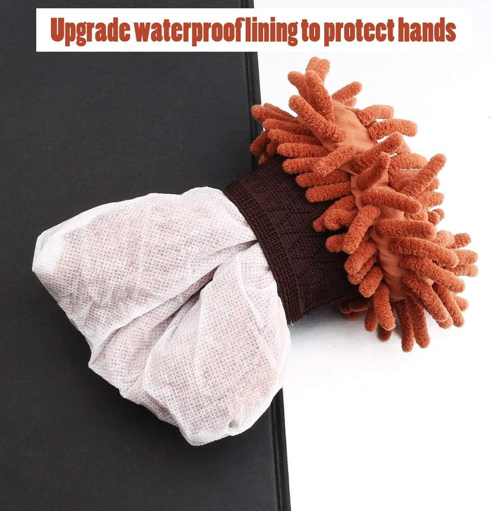 Microfiber Noodle Car Wash Mitts - Set of 4, Double-Sided, Super Absorbent Cleaning Gloves for Automotive and Household Use (Random Color)