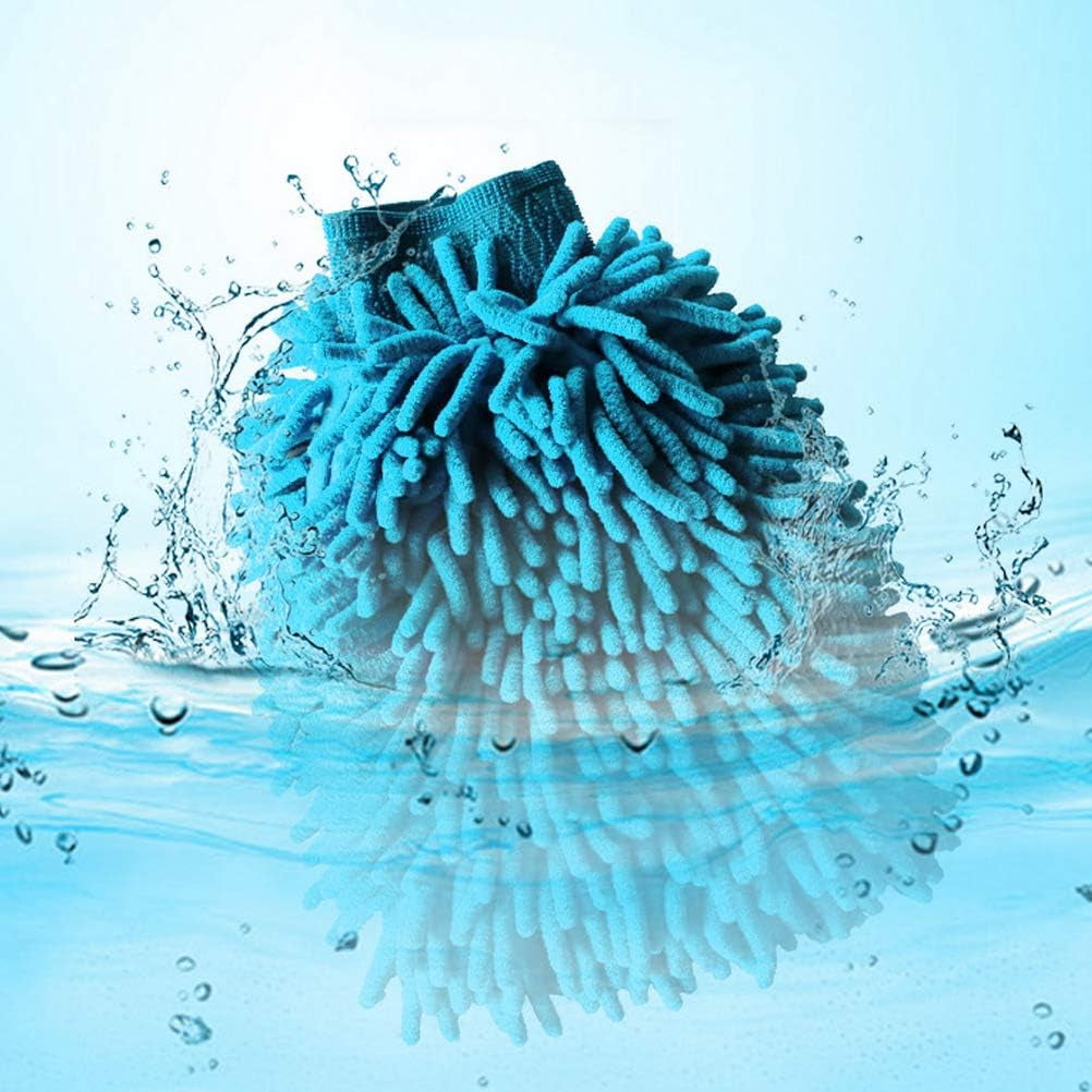 Microfiber Noodle Car Wash Mitts - Set of 4, Double-Sided, Super Absorbent Cleaning Gloves for Automotive and Household Use (Random Color)